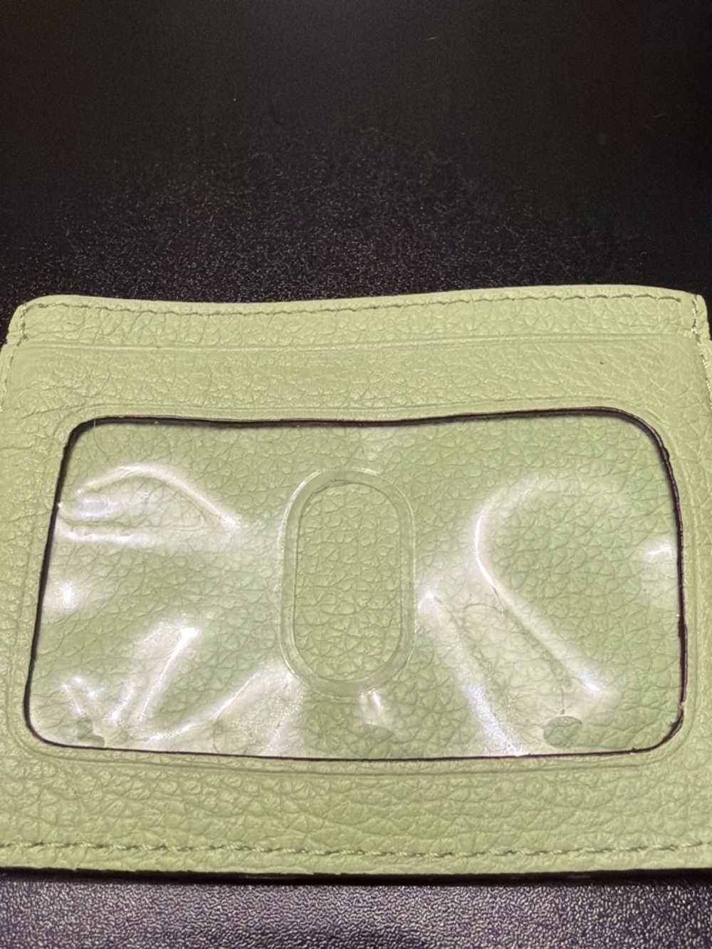 Dooney & Bourke Light Green Pebbled Leather Card Holder with Gold Logo - Picture 2 of 2